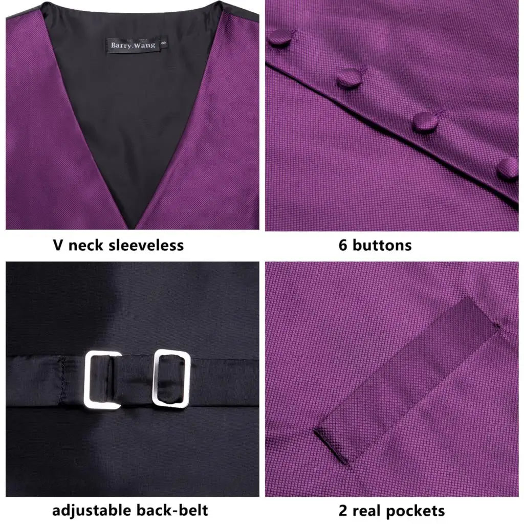 Luxury Mens Vests Black Gold Floral Jacquard Waistcoat Tie Hanky Cufflinks Brooch Set for Men Suit Wedding Office XL