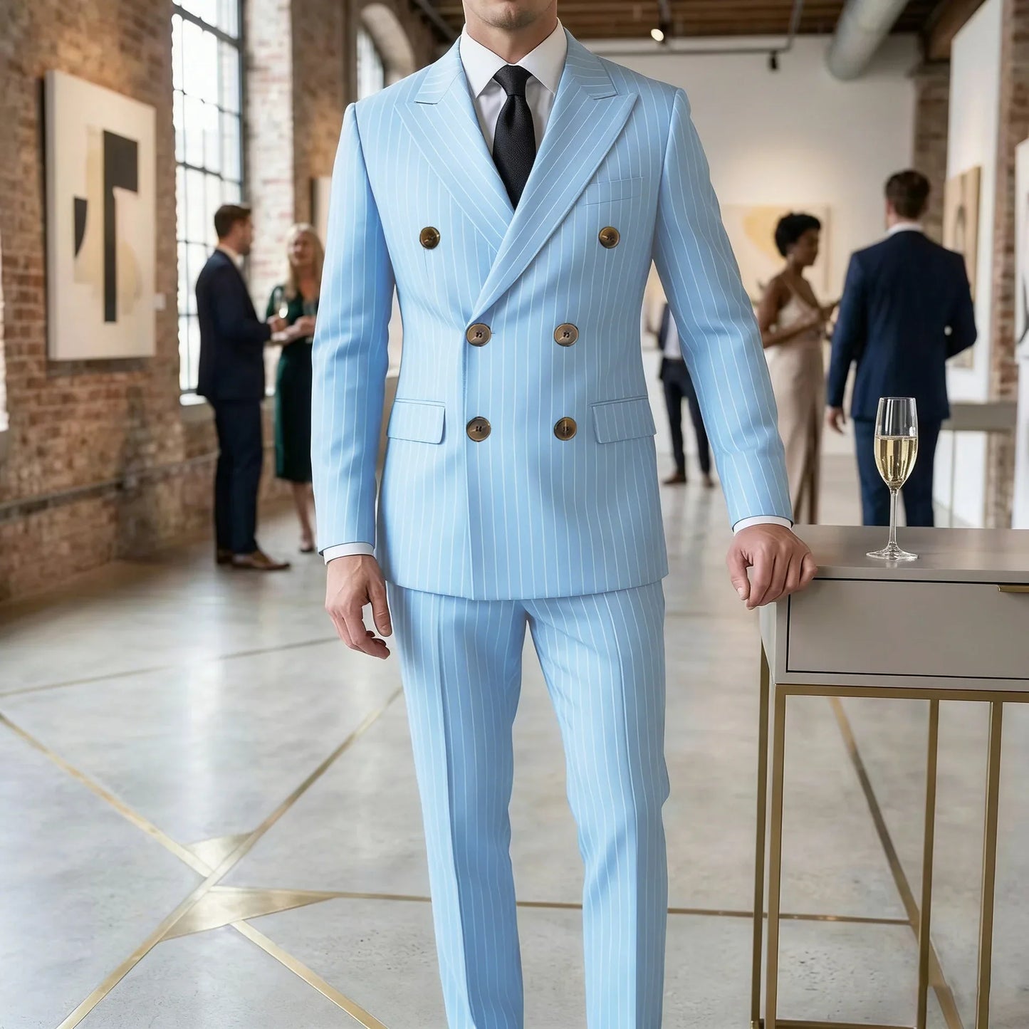Men's Suit Sets Men's Striped Suits Dress Pants for Business Dinners and Weddings