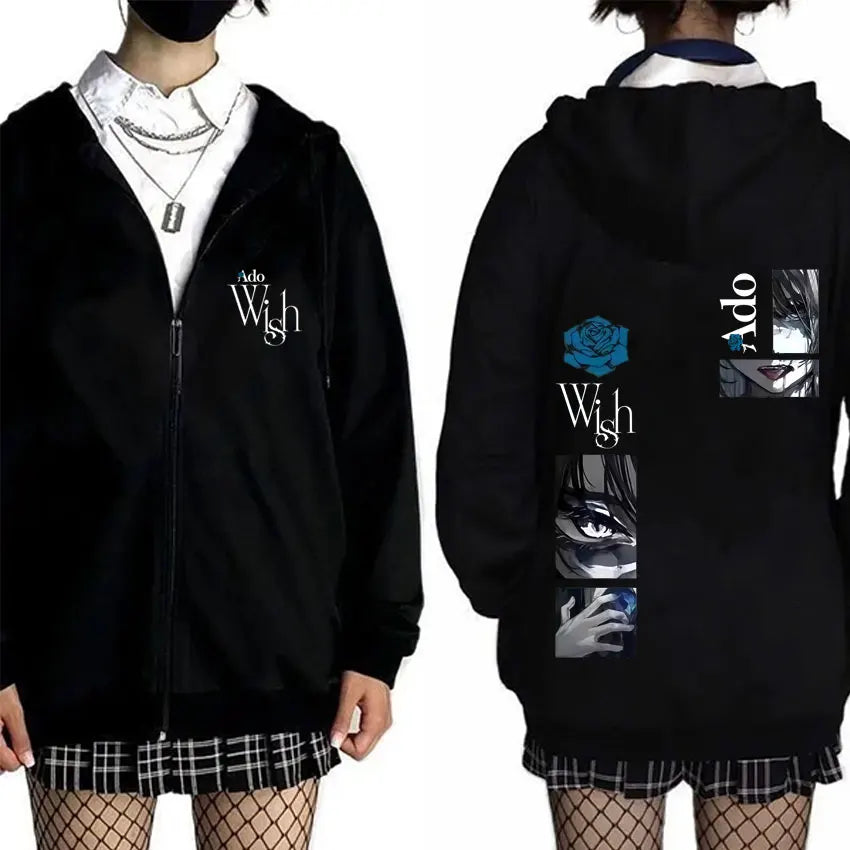 Ado World Tour 2025 Hibana Zipper Hoodie Men Women Clothing Fashion Japanese Style Streetwear Unisex Casual Fleece Zip Up Jacket
