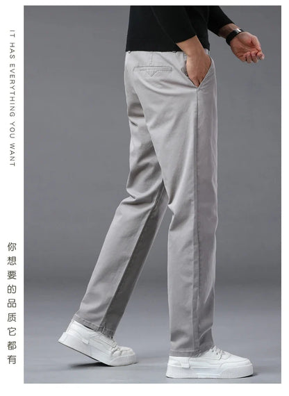 190 Cm Tall Men's Pants Summer Straight Chino Trouser Male Stretch Cotton Office Work Extra Long Leg Length 115 110cm Lengthed