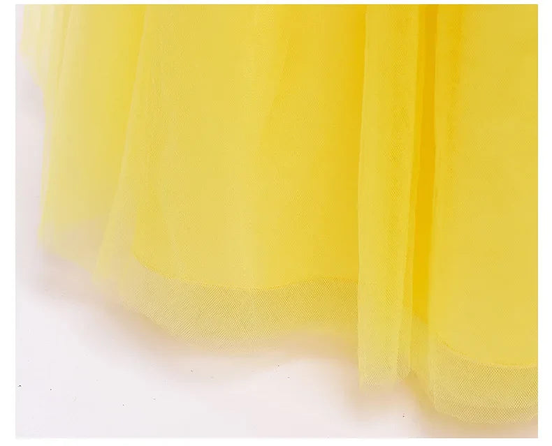 Halloween New Movie Snow White Princess Dress Girl Cosplay Yellow Snow White Party Yellow Stripe Dress Accessories Suit