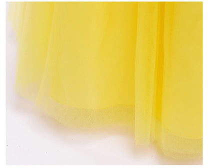 Halloween New Movie Snow White Princess Dress Girl Cosplay Yellow Snow White Party Yellow Stripe Dress Accessories Suit