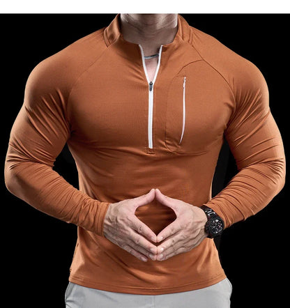 Gym Fitness Quick Dry Shirt Men Running Sport Long Sleeves T-shirt Trackwear Tee Tops Autumn Male Bodybuilding Training Clothing
