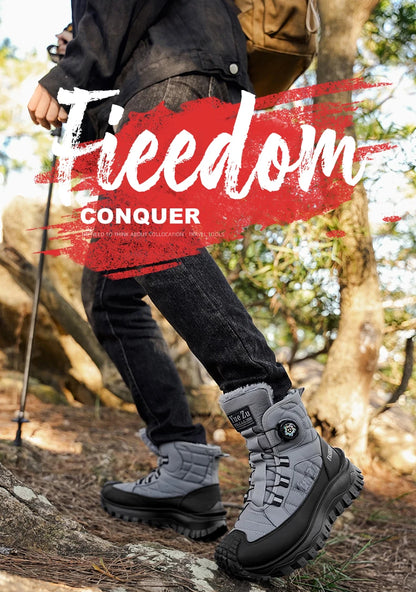 New Winter Oversized Men's Boots Waterproof Cold Resistant Plush and Warm Snow Boots Outdoor Thick Soled Casual Work Boots