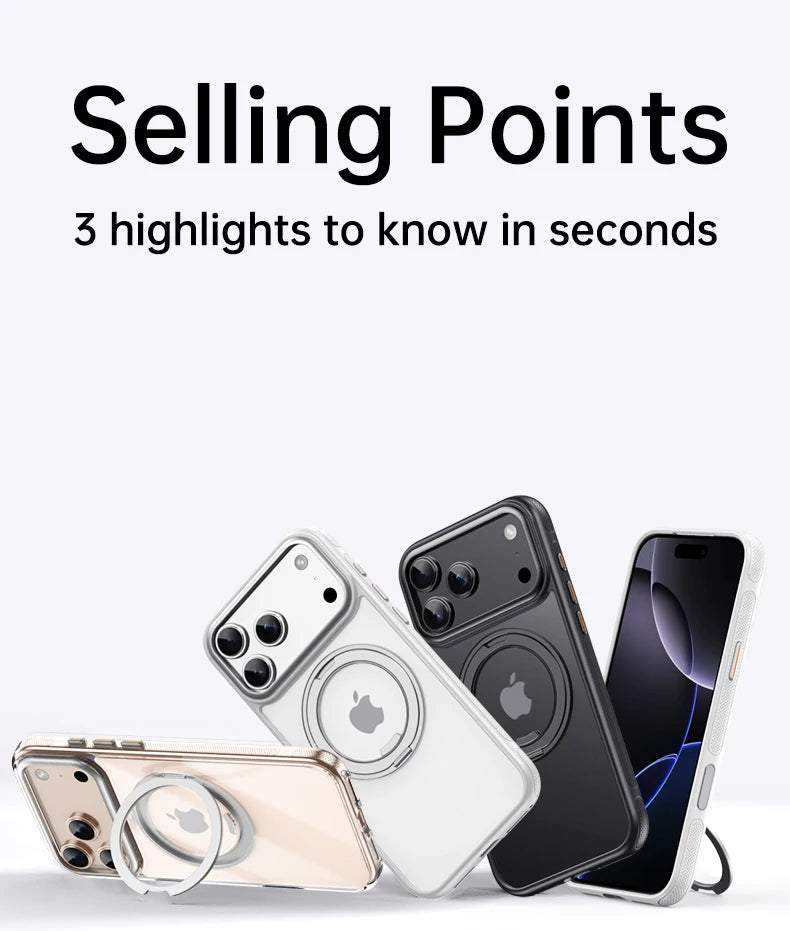 360° Mechanical Torque-Sound Rotating Stand Holder Magnetic Magsafe Phone Case For iPhone 16 15 14 13 17 Pro Max Plus 17Air 16E