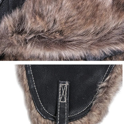 Men's and Women's Outdoor Warm Cap Lei Feng Cap Leather Thickening Riding Cold Cap Winter Warm Ear Protection Pilot Hat