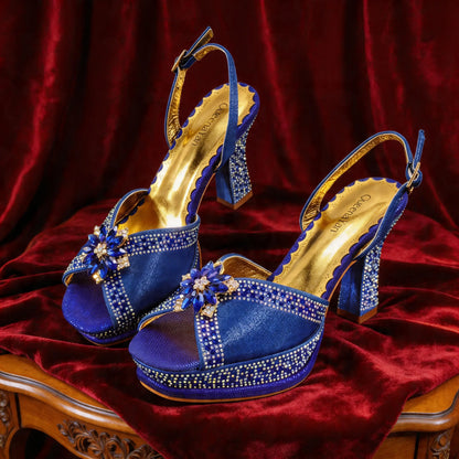 Italian Design Bigger Size Shoes and Bags Set Wedding for Women Bride Ladies High Heel HAND CRAFTED UPPER Shoes with Rhinestone