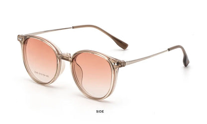 Magnetic Clip On Glasses Women Driving Polarised Round Pink Optical Myopia Eyewear Men Custom Prescription Glasses 2240