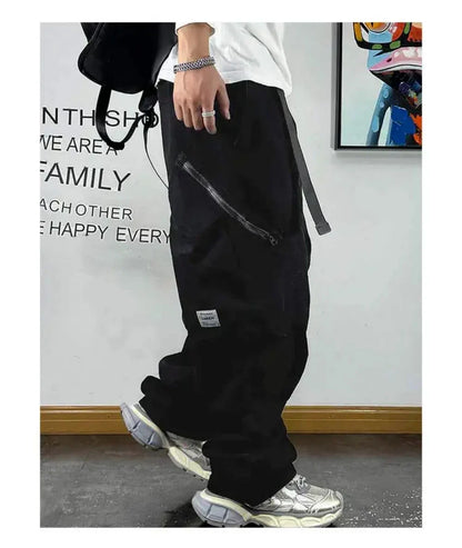 American Streetwear Multi-Pocket Cargo Pants Men High Quality Fashion Baggy Pants Plus Size Black Army Straight-Leg Trousers