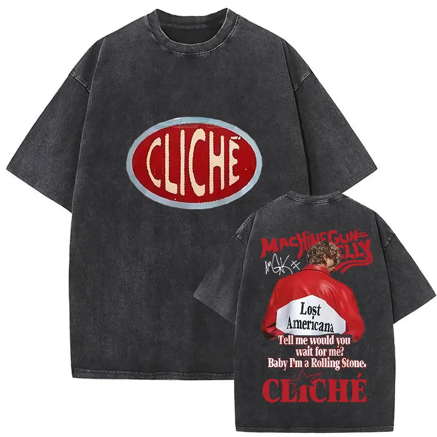 MGK Lost Americana Tour 2025-2026 Vintage Washed T Shirt Men Women Summer Fashion Cotton Short Sleeve T-shirt Fans Gift Clothing