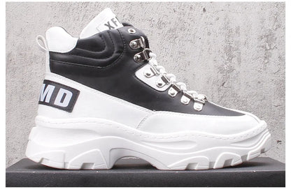 White High Top Board Boots for Men Thick Soled Men Boots with Elevated Height Inside Outdoor Casual Versatile High-top Shoes