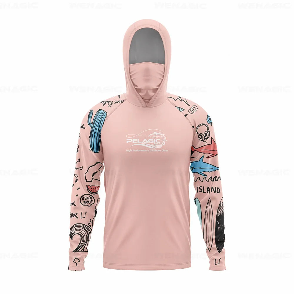 Men Hood Fishing Shirt long sleeve Fishing clothing fishing t shirt uv protection fishing shirt Fishing Apparel