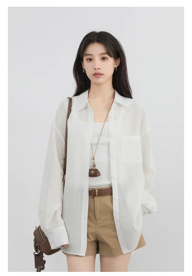 Women Long Sleeve Shirts Solid Loose Casual New Style Design Back Hollow Out Shirt Female Blouse Spring Summer 2026