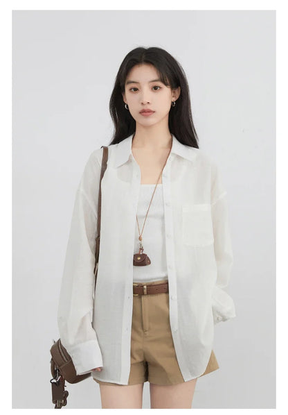 Women Long Sleeve Shirts Solid Loose Casual New Style Design Back Hollow Out Shirt Female Blouse Spring Summer 2026