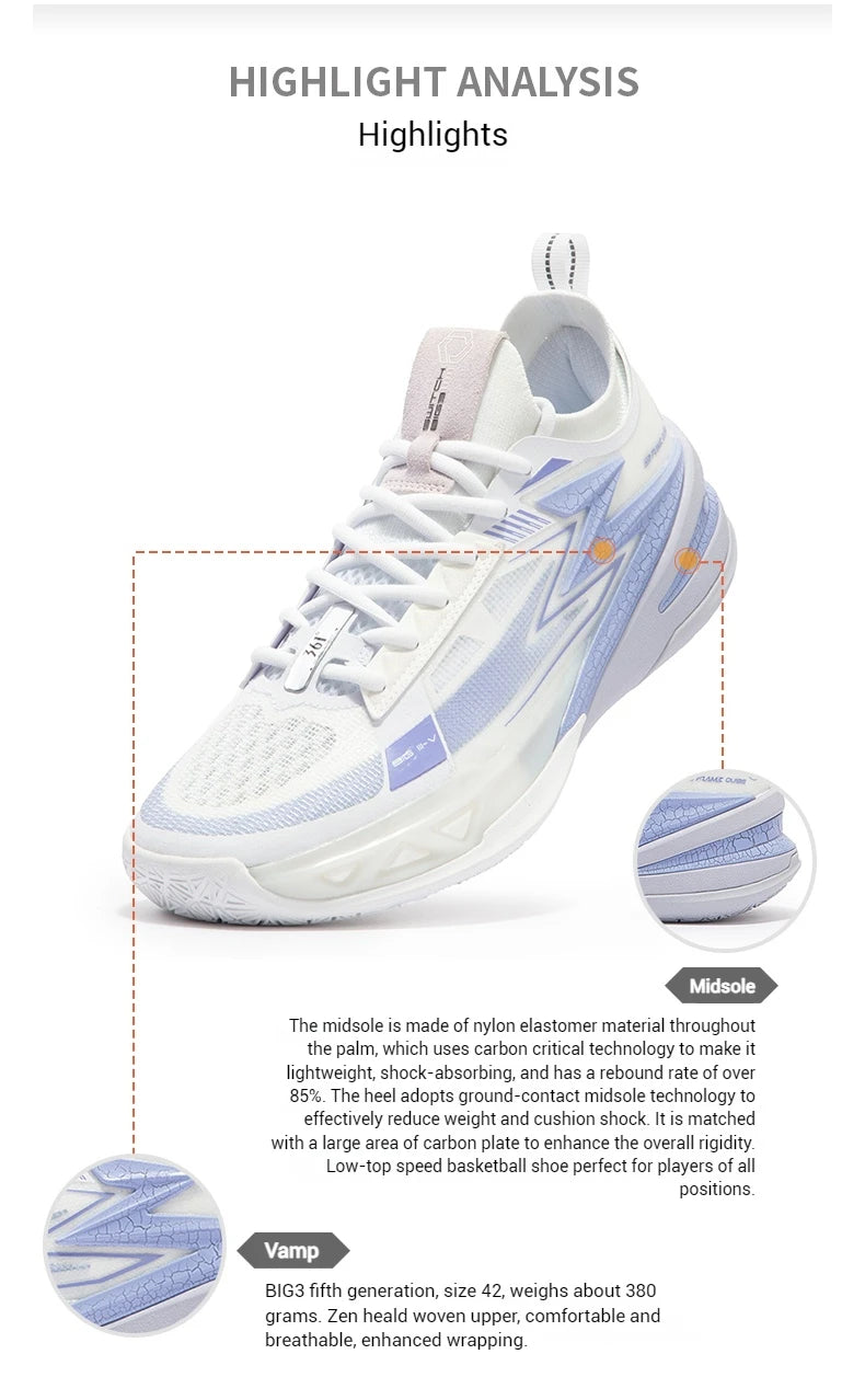 NEW BIG3 5.0 PRO Men's Basketball Sports Shoes Wear-Resistant Non-Slip Breathable Low-Cut Sneakers Male 672421110