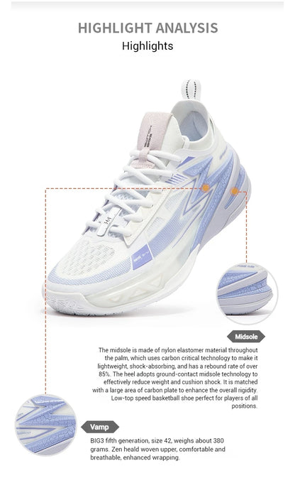 NEW BIG3 5.0 PRO Men's Basketball Sports Shoes Wear-Resistant Non-Slip Breathable Low-Cut Sneakers Male 672421110
