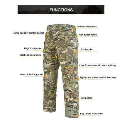 Men Combat Pants With Knee Pads Tactical Cargo Sport Trousers Camouflage Multicam Trekking Hunting Clothes( Not knee pads)