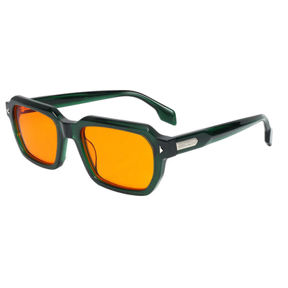Designer Retro Rectangle Sunglasses Color Block Black Dark Red Temples UV400 Unisex Eyewear