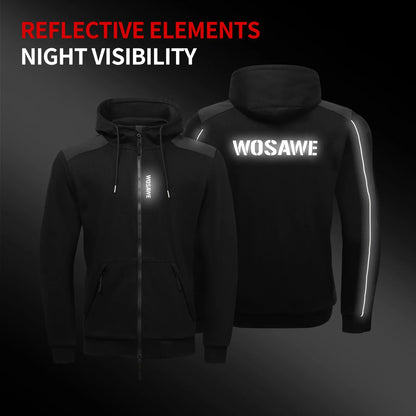 WOSAWE Motorcycle Hoodie Reflective Motocross Clothing Men Motorcycle Jacket Winter Warm Inner Liner Motorcycle Jackets