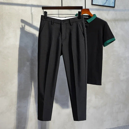 Italian Style Men's High Waist Business Neapolitan Jeans Draped Cuffed Straight Leg Western Pants Youth Trendy Wear Resistant