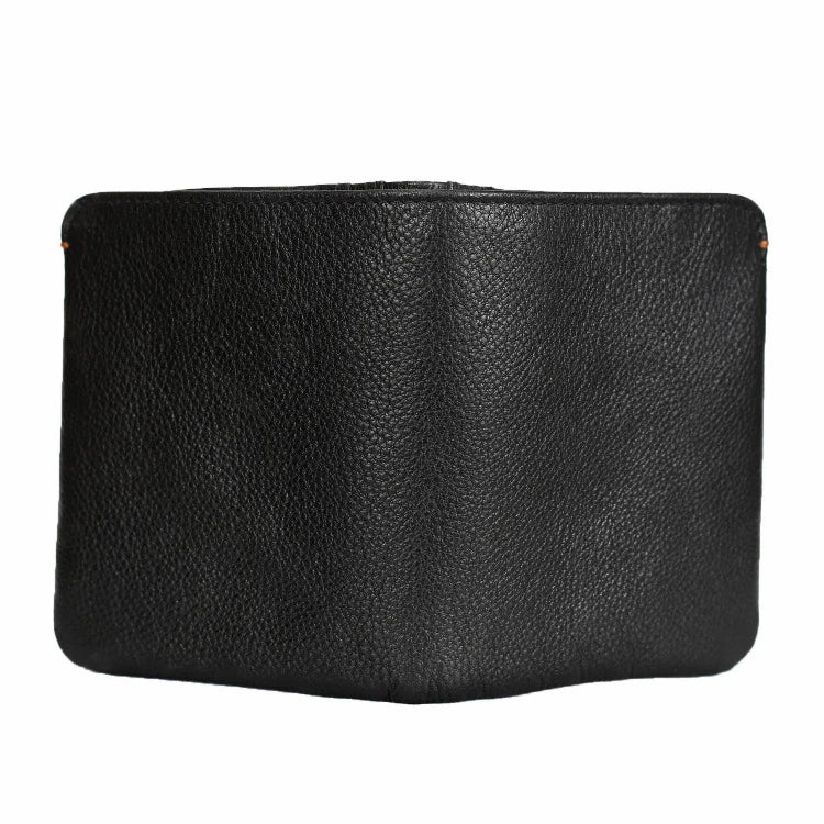 Portefeuille en cuir de vachette couche supérieure Portefeuille en cuir véritable souple Porte-cartes de crédit pour hommes Sac à main de luxe Noir Élégant Simple Portefeuilles pour hommes