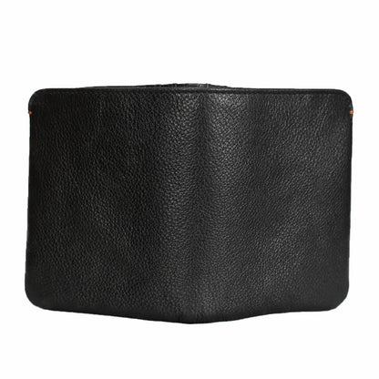 Portefeuille en cuir de vachette couche supérieure Portefeuille en cuir véritable souple Porte-cartes de crédit pour hommes Sac à main de luxe Noir Élégant Simple Portefeuilles pour hommes