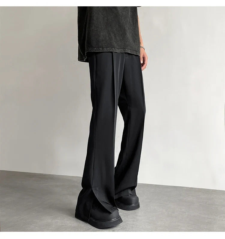 Brown Black Suit Pants Men Fashion Social Mens Dress Pants Korean Loose Casual Flared Pants Mens Office Formal Trousers M-2XL