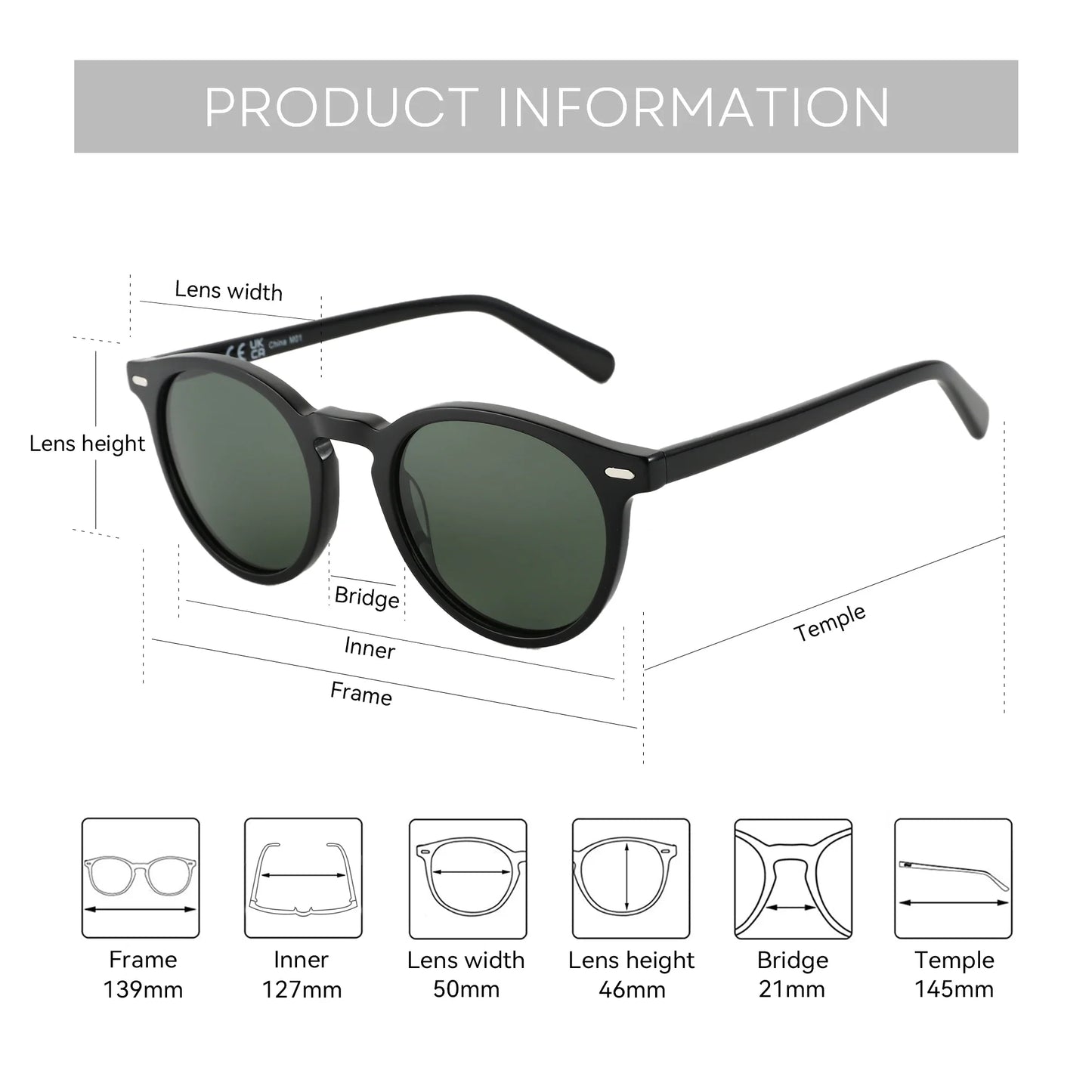 2026 Fashion Round Polarized Sunglasses Women Uv400 Protection Shade High-quality Acetate Retro Sun Glasses ZS6215