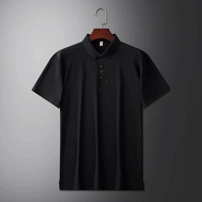 High quality silk breathable short sleeve POLO shirt men's lapel top 2024 summer new light luxury brand printed casual T-shirt