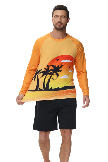 Men's Summer Fishing Shirt for Beach Vacation Swimming T-shirt, Quick-dry UPF 50+ Rash Guard Breathable Top for Board Sports