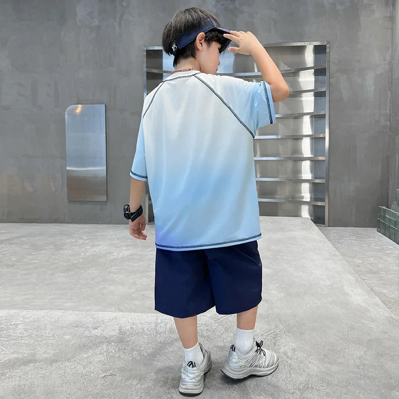 Kids Boy Summer Set Quick-drying T-shirt Shorts Clothing Set New Casual Child Sportswear 2 Pieces Outfit 5 6 7 8 9 10 11 12 14 Y