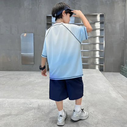 Kids Boy Summer Set Quick-drying T-shirt Shorts Clothing Set New Casual Child Sportswear 2 Pieces Outfit 5 6 7 8 9 10 11 12 14 Y
