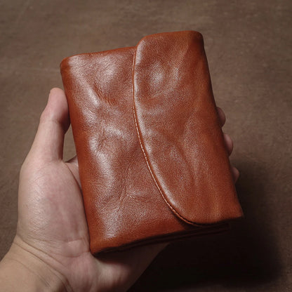 Vintage Genuine Leather Trifold Wallet for Men Women Zipper Coin Purse Driver License ID Credit Card Luxury Cowhide Wallet