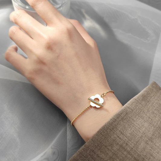 Bracelet géométrique minimaliste en argent sterling 925 véritable avec perles et boules pour femme, manchette OT, bijoux raffinés, cadeau pour fille