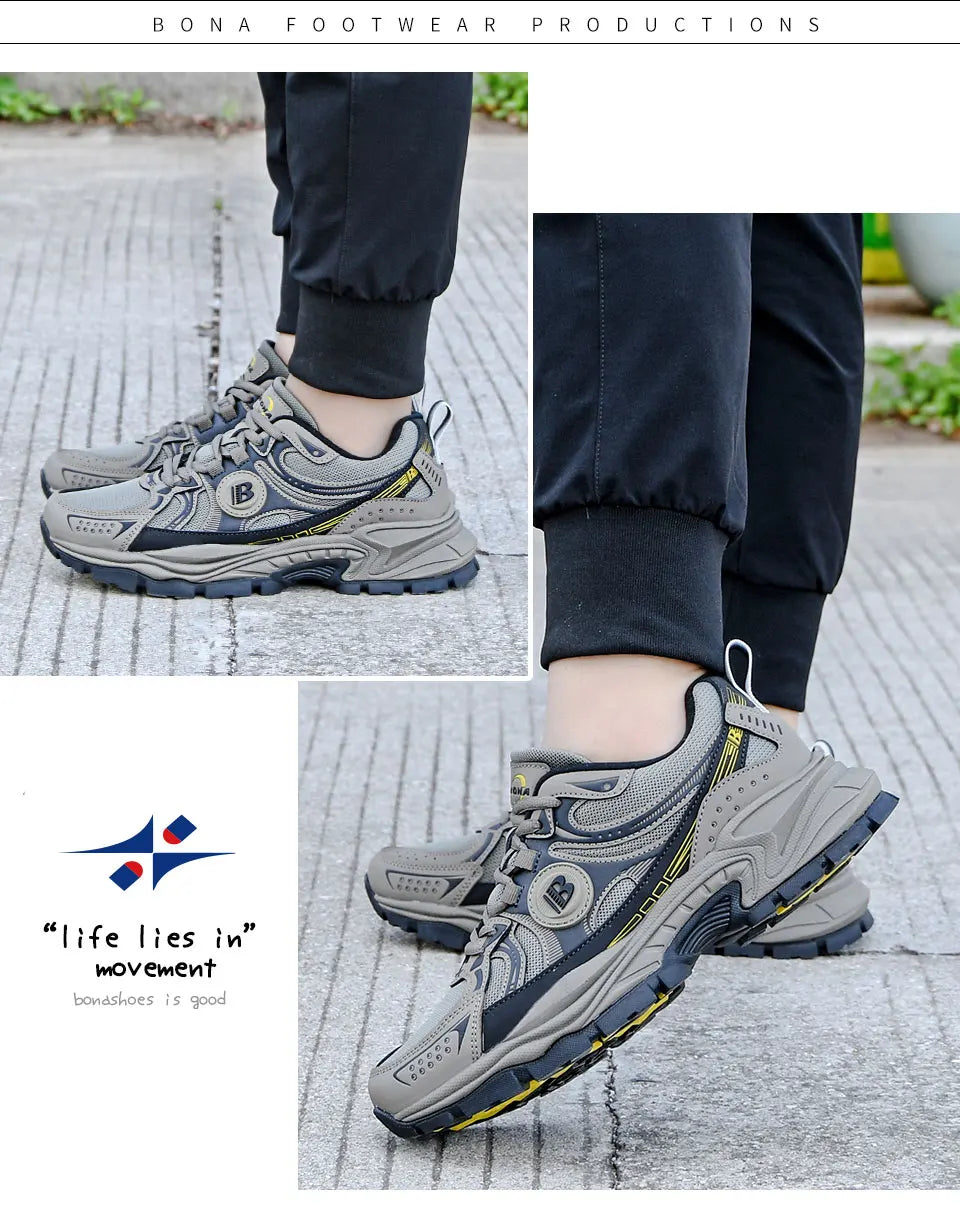 New Designers Action Leather Mesh Jogging Shoes Men Breathable Running Shoes Walking Sports Sneakers Athletic Trainers