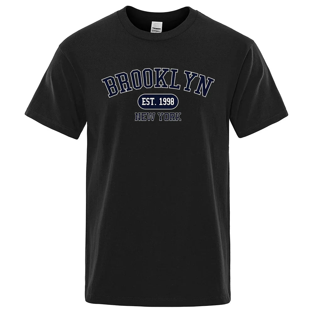 New York Letter T Shirts Man Casual Crewneck Streetwear Breathable Fashion Summer Tops Cotton Loose T-Shirts