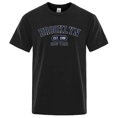New York Letter T Shirts Man Casual Crewneck Streetwear Breathable Fashion Summer Tops Cotton Loose T-Shirts