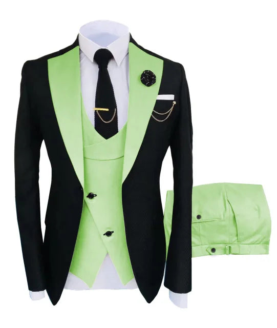 New Costume Slim Fit Men Suit Slim Fit Business Suits Groom Black Tuxedos For Formal Wedding Suit Jacket Pant Vest 3 Pieces