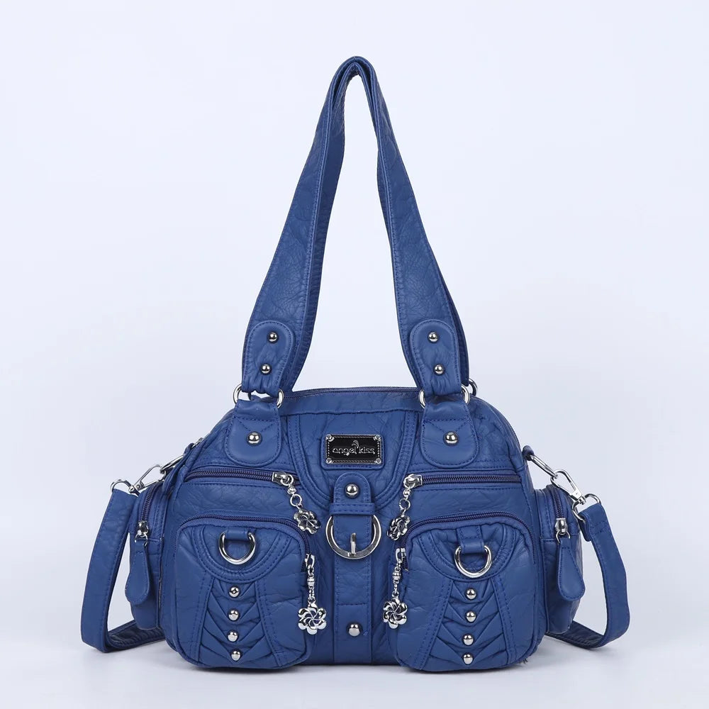 Women Handbags Fashion Satchel Top-handle Handbag PU Shoulder Bag 10.6"x8.3" Dumpling Pack Multi-pockets Shoulder Bags