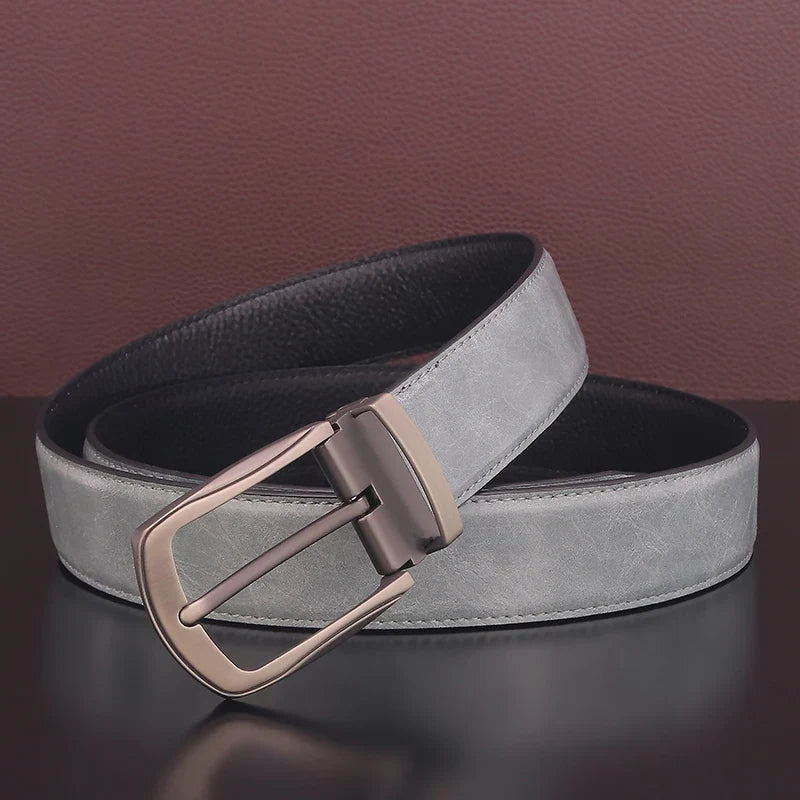 High quality pin buckle genuine leather fashion designers belts men casual luxury gray Cowskin young men ceinture homme B584