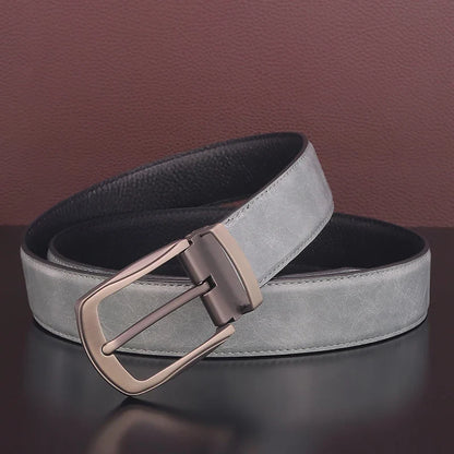 High quality pin buckle genuine leather fashion designers belts men casual luxury gray Cowskin young men ceinture homme B584