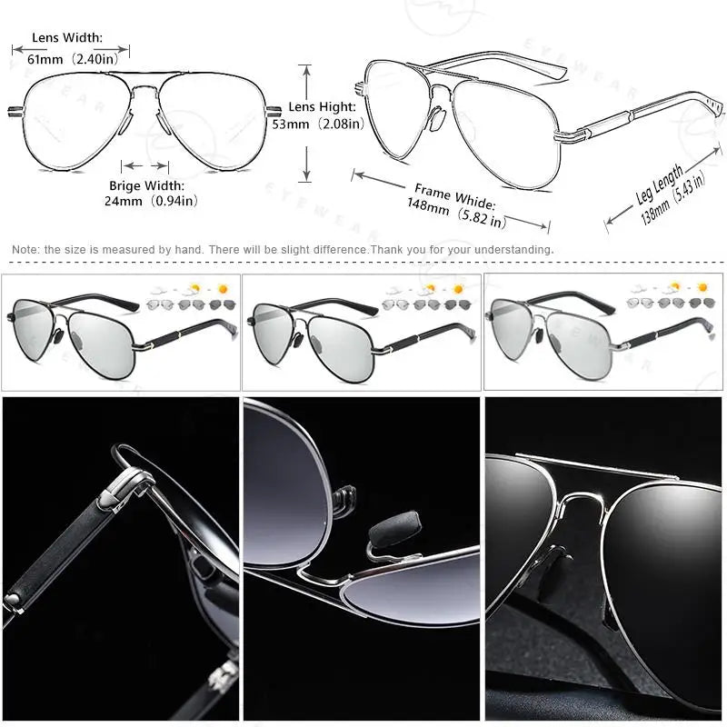 Brand Design Aviation Sunglasses Polarized Man Photochromic UV400 Glasses Woman Anti-glare Driving Goggles zonnebril heren