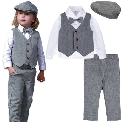 Kids Clothes Boys Wedding Suit Toddler Gentleman Outfit Infant Birthday Baptism Set Baby Formal Party Gift Christening Blazer