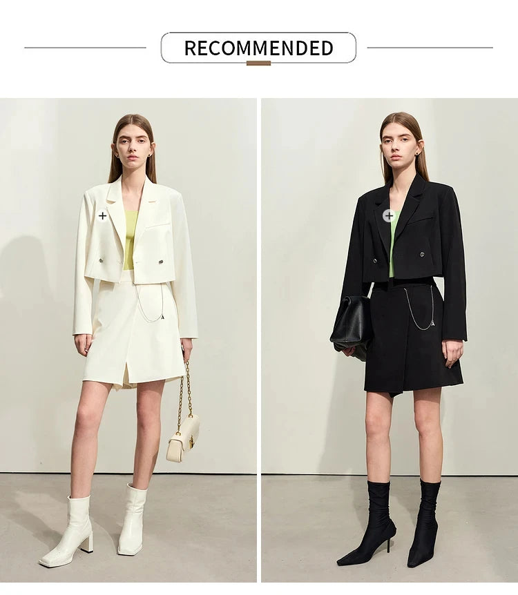 Minimalism Casual Shorts Skirts Women High Rase 2024 Autumn New Fashion Commuter Lady Straight Blazer A-Line Skirt 12343035