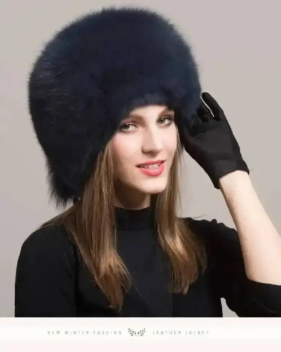 Real Fox Fur Hat For Women Winter Ear Protection Genuine Fur Hat Russian Natural Fur Bomber Hat Outdoor Thicken Warm Fur Caps