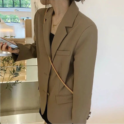 Chic Black Oversized Blazer for Women, Casual Office Lady Suit Jacket, Y2K Fashion Business Blazer, Spring Autumn Streetwear Out