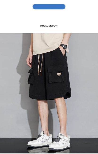 2024 Mens Shorts Summer Knee Length Casual Bermuda Male Y2k Sport Basketball Loose Cool Oversize Big Size Fashion Breeches Black