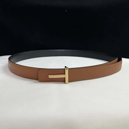Thin 25mm Women belt Waistband Genuine Leather Cowskin Golden Buckle ladies Belt for Pants Jeans Dress Famous Brand Belt