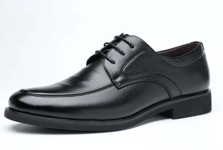 Office Men's Leather Derby Shoes Flat Black Male Casual Shoe Lace Up New in Promotion Adults Fashion 2025 Classic Original Trend