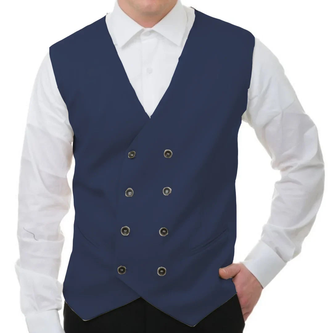 Men Vest White Solid Double Button V Neck Waistcoat For Wedding Banquet Business Party Casual Work Casual Daily Men Suit Vest